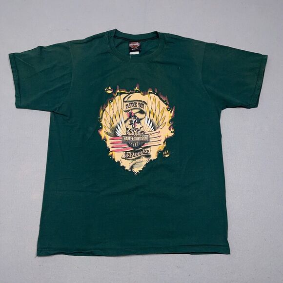 Vintage Harley Davidson Shirt Large Caribbean Ride On Graphic T Shirt Green 2007 - Picture 1 of 10